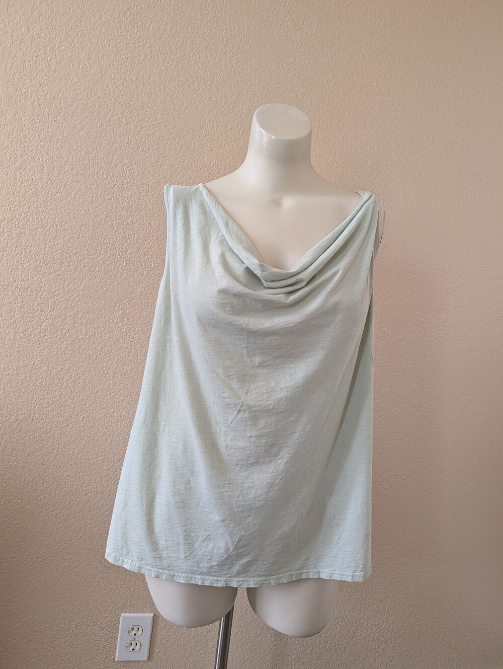 NWOT Eileen Fisher Sage Green Cotton Twisted Cowl Neck Sleeveless Top XL​